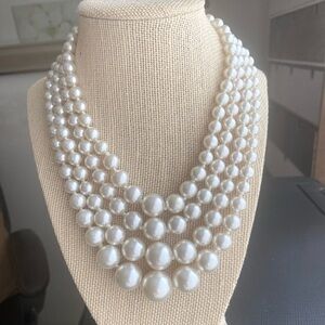 Vtg 4 Strand Graduated Pearl Necklace